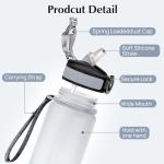 NAVTUE Water Bottle, 1L Sports Water Bottle with Straw, Time Markings, Tritan BPA free, Leakproof Drinks Bottle for School, Cycling, Running (1 Bottle)