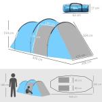 Outsunny 2-3 Person Tunnel Tent with Sewn-in Groundsheet, Air Vents, Rainfly, 2000mm Water Column, Camping Tent with 1 Bedroom, Inbuilt Porch, Living Area for Camping, Hiking, Blue