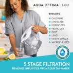 Aqua Optima Liscia Water Filter Jug & 6 Evolve+ Filter Cartridges 2.5L White - Fridge & Dishwasher Friendly, Easy Fill - Reduces Limescale, Chlorine & Other Impurities - By LAICA (Packaging May Vary)