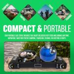Portable Double Gas Cooker Stove + 8 Butane Gas Bottles Canisters - For Outdoor Camping, Fishing, Caravan & BBQ | Premium Burner, Automatic Ignition & Heater Control, EN417 Compliant - Black Grill
