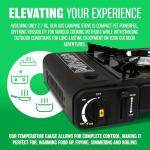 Portable Double Gas Cooker Stove + 8 Butane Gas Bottles Canisters - For Outdoor Camping, Fishing, Caravan & BBQ | Premium Burner, Automatic Ignition & Heater Control, EN417 Compliant - Black Grill