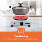 Geepas 1000W Single Hot Plate Precise Table Top Cooking – Cast Iron Heating Plate - Portable Electric Hob Single Burner with Adjustable Thermostat for Home Kitchen Camping & Caravan Cooking, Compact