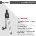 Liquidraw Metal Compass & Pencil Holder - 11 cm | Ideal for Maths & Geometry | School Student Essential | Professional Quality, Great for Technical Drawing | Smooth & Accurate Radius Adjustment