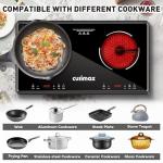 CUSIMAX Hot Plate For Cooking,2800W 9 Power Level Double Infrared Electric Stove With Sensor Touch,Kids Safety Lock,Timer,Ceramic Countertop Stove For Easy To Clean