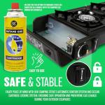 Portable Double Gas Cooker Stove + 8 Butane Gas Bottles Canisters - For Outdoor Camping, Fishing, Caravan & BBQ | Premium Burner, Automatic Ignition & Heater Control, EN417 Compliant - Black Grill