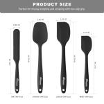 NileHome Silicone Spatula Set, High Heat-Resistant Premium BPA-Free One Piece Seamless Design, Non-Stick Rubber with 18/8 Stainless Steel Core, Cooking/Baking Utensil Set of 4, Black