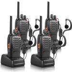 Maylawn Walkie Talkies Pack of 4, Long Range Walkie Talkies for Adults with Rechargeable Batteries, Portable 2 Way Radio with LED Light Earpieces 16CH Supports VOX Function (PMR446)