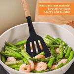 Kitchen Utensil Set, hicoosee 22 Pieces Silicone Cooking Utensils Set, Natural Wooden Handles Cooking Tool BPA Free Non Toxic Non Stick Heat Resistant Silicone Kitchen Gadgets Utensil Set, Black