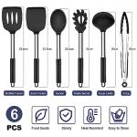 Herogo Kitchen Utensils Set, 6-Piece Silicone Cooking Utensil Set, Heat Resistant Stainless Steel Handle Cooking Tools, Non-Stick Silicone Spatula Turner Spoon Set, Easy to Clean - Black