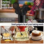 Onader Kitchen Utensil Set, 12 Piece Silicone Cooking Utensils with Holder, Heat Resistant Kitchen Tools Turner Spatula Spoon for Non-Stick Cookware, Easy Clean & Dishwasher Safe, Black