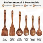 Wooden Utensil Set - 6 Pcs Teak Wooden Spoon Kitchen Utensils Set - Cooking, Mixing, Serving, Slotted Spoons, Salad Fork, Cooking Spatula, Non-Stick & Heat Resistant Kitchen Accessories