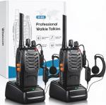 Winmoom Long Range Walkie Talkies,16-Channel USB Rechargeable Walkie Talkies for Adults & Kids, 2-Way Radio Kit with LED Light, Earpieces and Charger (2 Pack)