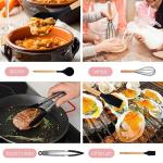 Kitchen Utensil Set 12 PCS Silicone Cooking Utensils Set with Wooden Handle Non-Stick Cooking Spoons Utensil Sets Silicone Kitchen Utensils Set Heat Resistant Kitchen Tools Heat Resistant Set (Black)