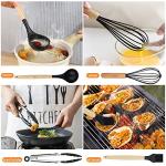 Kitchen Utensil Set, hicoosee 22 Pieces Silicone Cooking Utensils Set, Natural Wooden Handles Cooking Tool BPA Free Non Toxic Non Stick Heat Resistant Silicone Kitchen Gadgets Utensil Set, Black