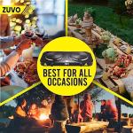Zuvo 2000W Stainless Steel Double Hot Plate Ring Stove Hob - Portable & with Adjustable Thermostat - Cast Iron Heating Plate Black 25.8