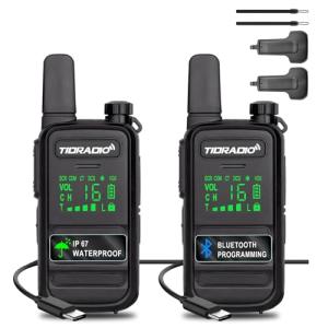 TDRADIO TD-M11 Waterproof IP67 Walkie Talkies Long Range, Walkie Talkies for Adults& Kids, PMR 446 Two Way Radio with Wireless Programming Frequency Copy VOX USB Charging 2 Way Radio for Outdoor-2Pack