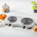 Geepas 2500W Stainless Steel Double Hot Plate – Portable Electric Hob Double Burner with Adjustable Temperature Control, Cast Iron – Lightweight & Portable Great to use at Campsites Caravans & Bedsits