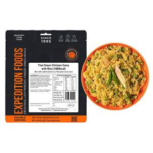 EXPEDITION FOODS Thai Green Chicken Curry with Rice (Double Serving / 1000KCAL) | Freeze-Dried Camping & Hiking Food