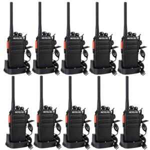 Retevis RT24 Walkie Talkies for Adults, Professional Two Way Radio, PMR446 Long Range License Free, 2 Way Radios Walkie Talkie with Earpieces for Commercial, School (Black,10 Pack)