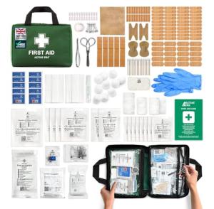 180 Piece Premium First Aid Kit Bag - Includes Eyewash, 2 x Cold (Ice) Packs and Emergency Car Blanket for Home, Office, Caravan, Workplace, Travel