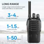 Winmoom Long Range Walkie Talkies,16-Channel USB Rechargeable Walkie Talkies for Adults & Kids, 2-Way Radio Kit with LED Light, Earpieces and Charger (2 Pack)
