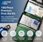 180 Piece Premium First Aid Kit Bag - Includes Eyewash, 2 x Cold (Ice) Packs and Emergency Car Blanket for Home, Office, Caravan, Workplace, Travel