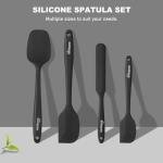 NileHome Silicone Spatula Set, High Heat-Resistant Premium BPA-Free One Piece Seamless Design, Non-Stick Rubber with 18/8 Stainless Steel Core, Cooking/Baking Utensil Set of 4, Black