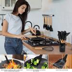 Kitchen Utensil Set, hicoosee 22 Pieces Silicone Cooking Utensils Set, Natural Wooden Handles Cooking Tool BPA Free Non Toxic Non Stick Heat Resistant Silicone Kitchen Gadgets Utensil Set, Black