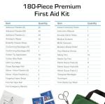 180 Piece Premium First Aid Kit Bag - Includes Eyewash, 2 x Cold (Ice) Packs and Emergency Car Blanket for Home, Office, Caravan, Workplace, Travel