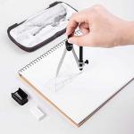 Amazon Basics 10-Piece Maths Kit - Includes Compasses, Lead, Rubber, Sharpener, Protractor, Triangles, Ruler and Carrying Box