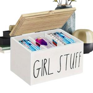 Feminine Hygiene Organizer - Wooden Material Construction, Lightweight Portable Design, Versatile Storage Solution, Discreet Holder for Personal Items | Assor Napkin Holder