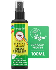 Incognito Kids Insect Repellent Spray 100ml - Mosquito Repellent Kids DEET Free Formula - Shields from a Wide Range of Biting Insects, Including Ticks - Natural Kids Mosquito Repellent