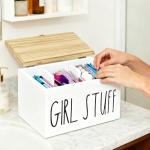 Feminine Hygiene Organizer - Wooden Material Construction, Lightweight Portable Design, Versatile Storage Solution, Discreet Holder for Personal Items | Assor Napkin Holder