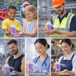 On-the-Go Portable Hygiene & Personal Care Kit, All in one Travel Essentials with Hand Sanitizer, Hand Cream, Paper Soap, Wet Wipes, Disposable mask Perfect as a gift (Grape hand care set 3pcs)