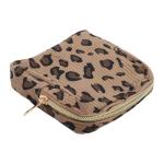 Portable and Stylish Corduroy Sanitary Napkin Organizer Bag with Ample Room for Personal Hygiene Items (Leopard)