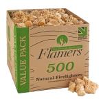 Flamers Natural Wood Wool Firelighters 500 Value Pack – Fire Lighters for Wood Burner, Open Fires and Fireplaces – BBQ starter – Fires starters- Made by us in the UK