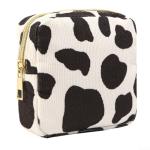 Portable and Stylish Corduroy Sanitary Napkin Organizer Bag with Ample Room for Personal Hygiene Items (Cow)