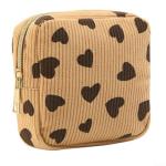 Portable and Stylish Corduroy Sanitary Napkin Organizer Bag with Ample Room for Personal Hygiene Items (Love)