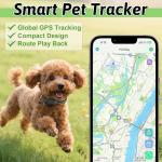 Cat Tracker, GPS Dog Tracker with Collar, No Monthly Fees GPS Pet Tracker for Cats Dogs, Compatible with iOS/Android, Mini GPS Tracker Device for Small Pet