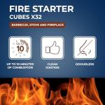STARWAX - Fire Starter Cubes - Up to 10 Mins Combustion - Quick, clean and odorless ignition - Do Not Affect the Taste of Food - PEFC - Set of 32 cubes