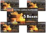 5 Boxes - Bryant & May Extra Long Safety Matches - Ideal for Candles, Open Fires, Log Burners & BBQ