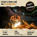 Survival Flint and Steel - Fire Starter Ferrocerium XL 10mm - Light More Than 15,000 Fires Ferro Rod - Firelighter Included - Firestarter Survival Kit for Camping, Bushcraft (Pine wood)