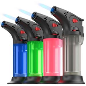 Pack of 4 Jet Lighters, Windproof Gas Lighter Butane Refillable Lighters, Jet Flame Torch Lighter - without Butane