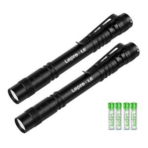 Lepro Small Torch Battery Powered, 2 Pack LED Penlight with Pocket Clip, 3 Modes Pen Torch, Water Resistant for Inspection, Work, Repair and Nurses (Batteries Included)
