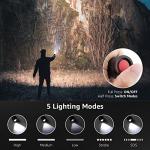 Lepro LED Torch 2 Pack - Super Bright, 5 Modes, Zoomable & Water Resistant - Small, 18650/AAA Battery Powered (Not Included) Flashlight for Camping, Power Cuts, Dog Walking & Gift