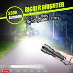 REHKITTZ Torch LED Torches Super Bright,3300 Lumens Adjustable Focus Flashlight for Dog Walking Hiking Emergency