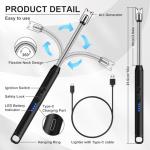 Electric Candle Lighter Long Reach Rechargeable USB C Lighters Electronic Arc Plasma Lighter with Long Flexible Neck for Scented Candles, BBQ, Camping, Grill - Gifts for Women Her Mom