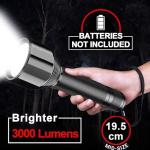 REHKITTZ Torch Led Super Bright 3000 Lumens Long Working Time Camping Adjustable Focus Flashlight with 5 Light Modes