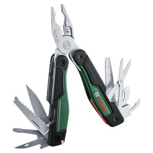 Bosch 16-in-1 Multi-Tool (Multipurpose Tool for DIY, Outdoor and Camping; Stainless Steel; Locking Function; Softgrip; 16 Functions: Pliers; Cutter; Screwdriver; Knife; Saw, etc.)