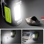 CAMPSLE Rechargeable LED Hand Torch with Side Lantern – Super Bright Flashlight, 2 Light Modes, USB Charging, Compact IPX5 Waterproof Torch for Camping, Fishing & Emergency Uses.